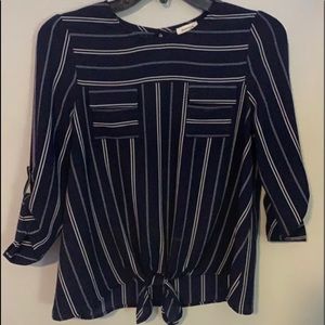 Girls navy blue striped blouse